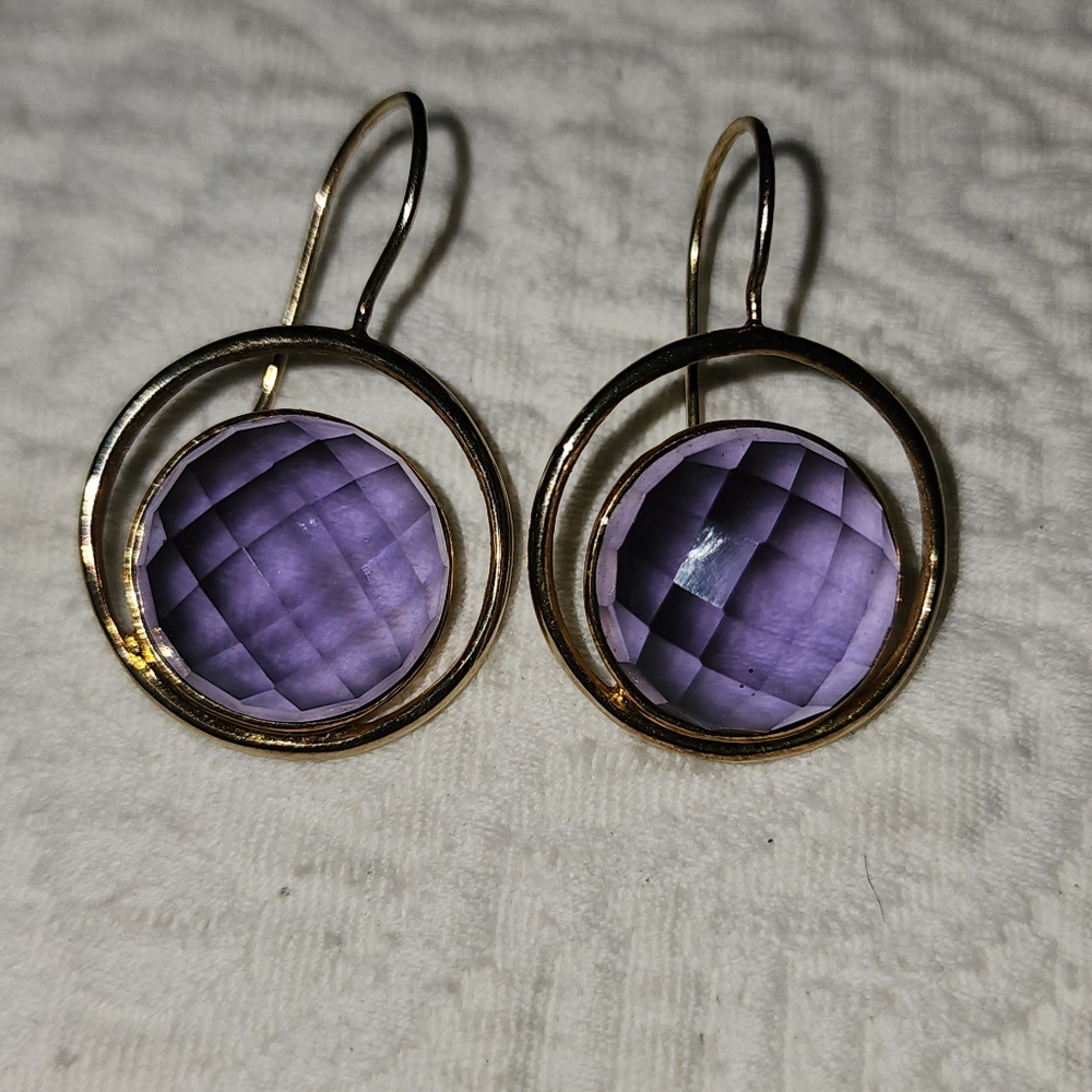 Elegant Gold and Purple Earrings